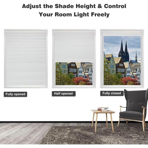 Cordless Blackout Cellular Shades for Windows, Honeycomb Window Shades with Thermal Insulation, Child & Pet Safe Room Darkening Shade, Easy Install, 30 W x 36 H, White