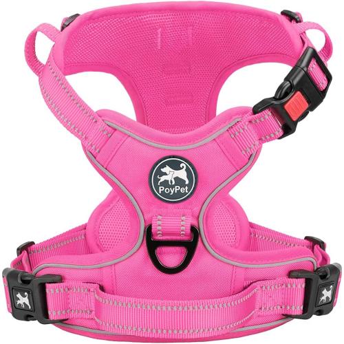 PoyPet No Pull Dog Harness, Reflective Vest with 2 Leash Clips & Handle