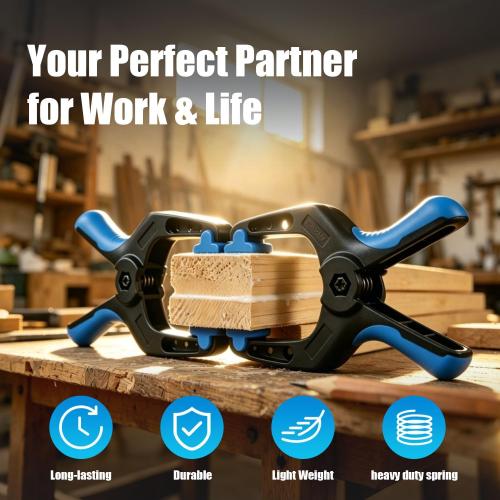 6 Pack 6 inch Heavy Duty Spring Clamps,Large Plastic Clamps,Spring Clips for Woodworking,Backdrop Stand,Pool Cover, Photography, Crafts