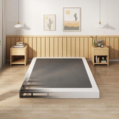 EMODA 5 Inch Box Spring Queen Size Bed Base, Heavy Duty Metal Queen Mattress Foundation with Fabric Cover, Easy Assembly, Black