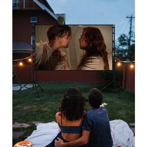 Projector Screen with Stand - 150 Inch Portable Projector Screens Outdoor Indoor Projector Screen 16:9 4K HD Outdoor Movie Screen with Carry Bag,Enioy Home Theater Projection Screen
