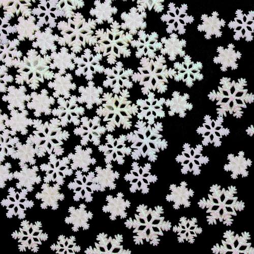 FOIMAS Tiny Resin Snowflake Decor,48pcs White Glitter Snowflake for Christmas Embellishment DIY Craft Project Winter Wonderland Supply