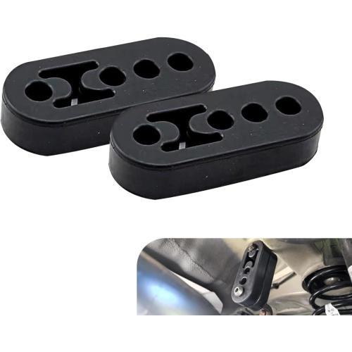2 PCS Rubber Exhaust Hangers, 4 Holes Adjustable Muffler Hanger, Universal Muffler Exhaust Hanger System, Heavy Insulator Support Bushing Mount, Universal Tailpipe Damping Bracket (Black)