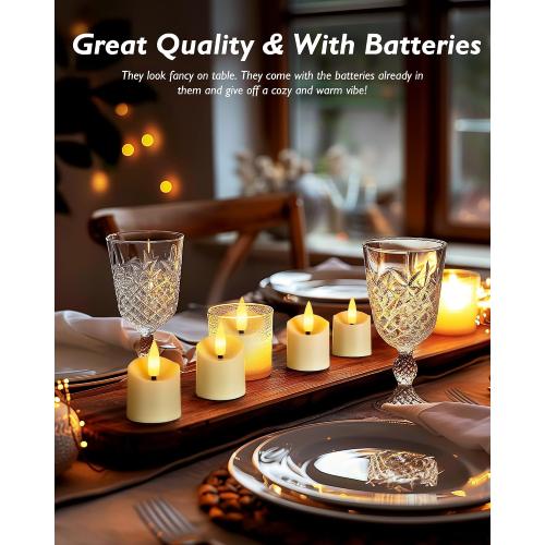 12 Pack Timer LED Flameless Votive Tealights