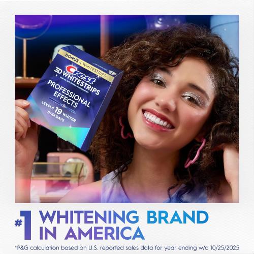 Crest Teeth Whitening Strips, Crest 3D Whitestrips Professional Effects, Enamel Safe Teeth Whitening Kit, 22 Treatments (44 Strips), Professional-Level Whitening, 19 Levels Whiter
