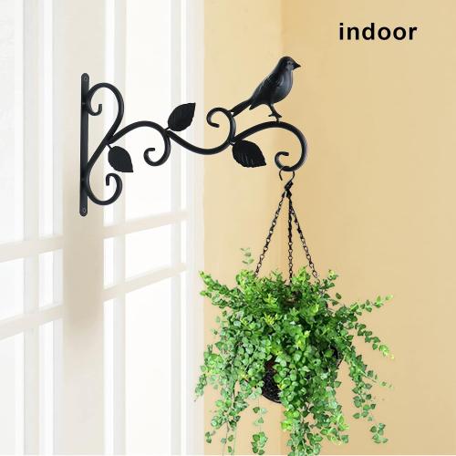 JIALAI HOME Hanging Plants Bracket 12 Bird Planter Outdoor Hooks Hangers for Flower Baskets Pot Bird Feeder Wind Chimes Lanterns Patio Garden Outdoor Indoor Metal Black, 4 Packs