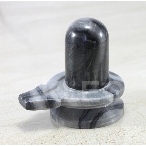 Black Marble Stone Shiva Lingam Shiv Ling Idol Murti Statue (3.5 Inches)