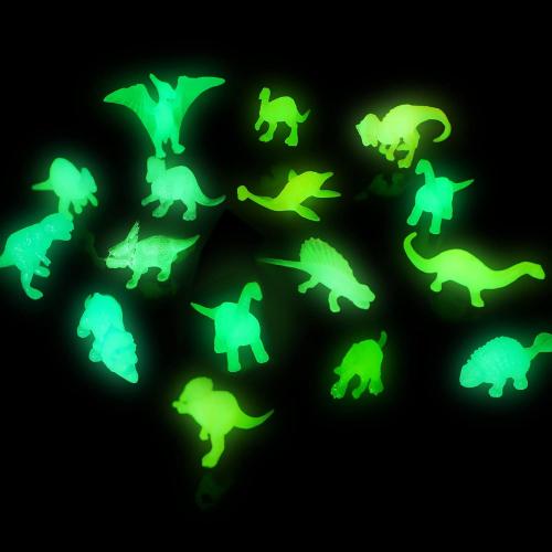 Skylety 32 Pcs Glow in Dark Mini Dinosaur Figures for Kids Dinosaur Cupcake Topper Birthday Party Favors Supplies Dino Pinata Goodie Bags Stuffers Classroom Prizes Carnival Bulk Toy Gift