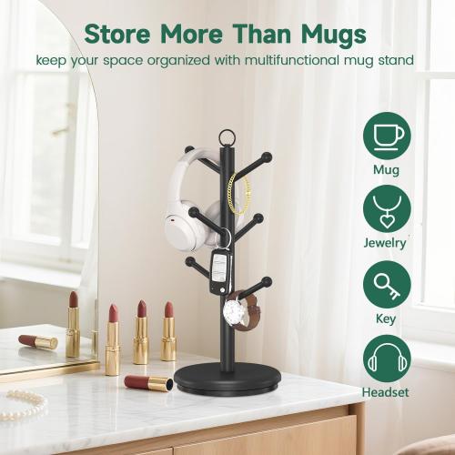 EsLuker.ly Mug Holder Tree Bamboo 360° Rotating Coffee Cup Display Rack