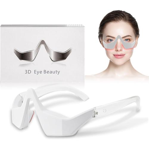 3D Eye Massager, Advanced Beauty Device for Dark Circles, Puffiness, and Wrinkles Reduction, Eyecare Glasses for Relaxation and Improved Eye Beauty Care Machine(White)