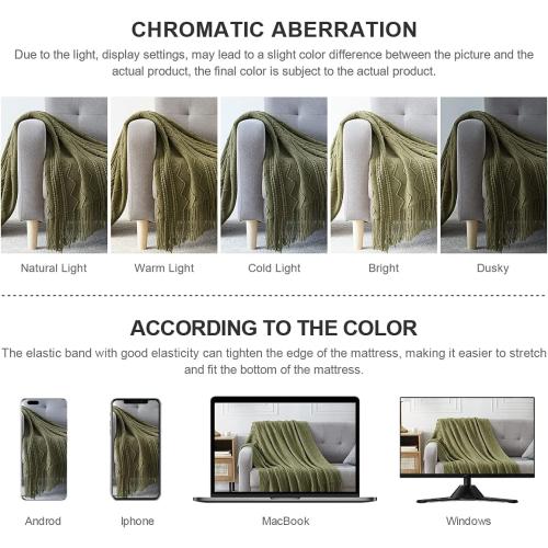 BOURINA Olive Throw Blanket 50x60 Inch Boho Knitted Soft Throw Sofa Blanket