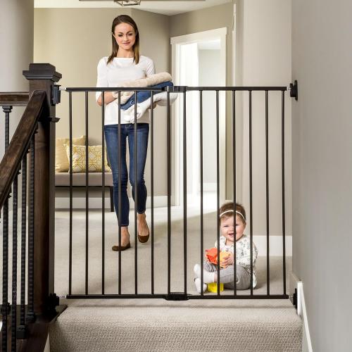 Regalo Safety 36 Extra Tall Baby Gate for Stairs & Doorways, Walk-Through Stair Gate with Door, Hardware Mounted Gate for Babies, Toddlers & Pets, Fits 24–40.5 Openings, Black
