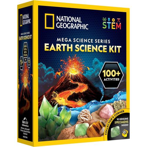 National Geographic Earth Science Kit – 100  Science Experiments & Activities for Kids, Crystal Growing, Volcano Science Kit, Rock Collection, STEM Project Toy for Boys & Girls (Amazon Exclusive)