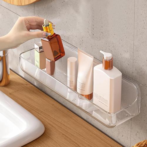 Diesisa Acrylic Wall Mounted Shower Caddy, Large, Adhesive Bathroom Shelves