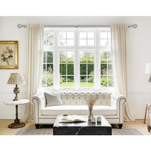 USFOOK Curtain Rods for Windows 66 to 120, Antique Silver Drapery Rod