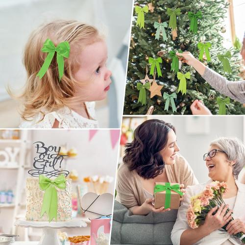 1-1/2 in Green Single‑Faced Satin Ribbons for Crafts Gift Wrapping, 6 Rolls