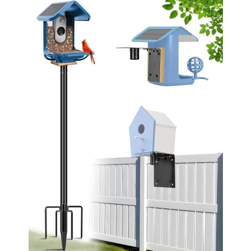 XDW-GIFTS Bird House Pole, 1 Pack 92 Inch Metal Bird Feeder Pole for Outdoor, with 5-Prong Heavy Duty Base for Birdhouse Mounting, Weather Station