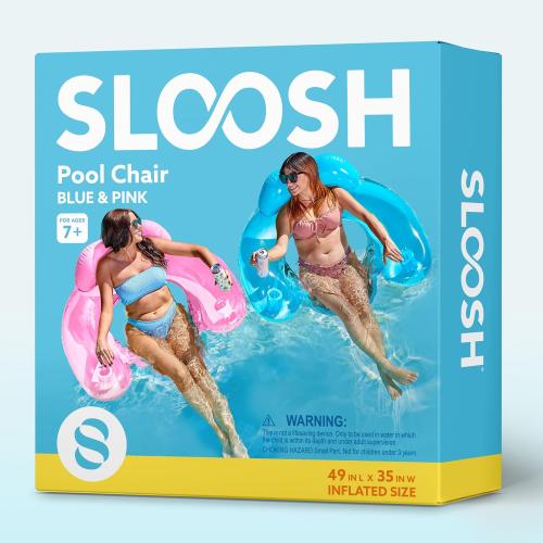 USED‼️SLOOSH Inflatable Pool Floats Adult,2 Pack Pool Chairs with Cup Holders,X-Large Blow up Floats Chair,Hammock Noodle Mat for Relaxing Summer Water Fun Swimming Party Beach