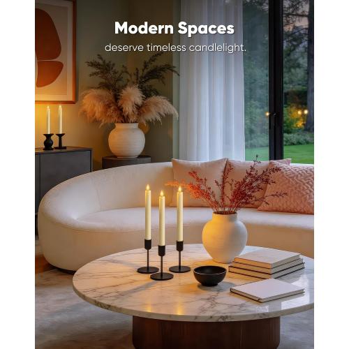 Homemory 2 Pcs Real Wax Made Flameless Taper Candles with Remote and Timer, 9.6 Ivory Battery Operated Candle Stick Flickering, Led Taper Candles with Lifelike Flame for Indoor Home Decor