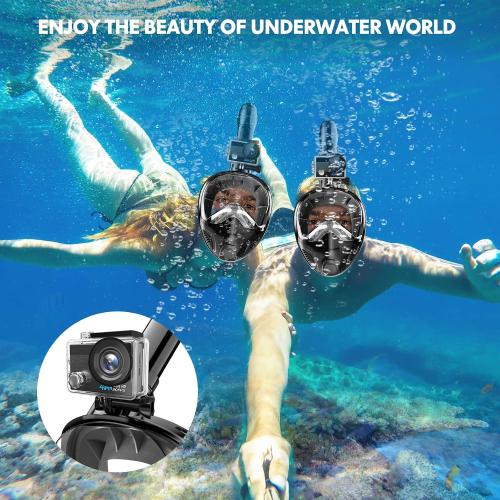 Full Face Snorkel Mask for Adults Teen, Snorkeling Gear with Detachable Camera Mount, Panoramic 180° View, Anti-Fog Anti-Leak Snorkling Set for Man and Women