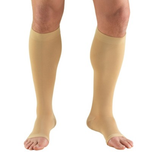 Truform 30-40 mmHg Compression Stockings for Men and Women, Knee High Length, Open Toe Beige Medium