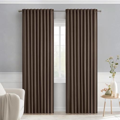 MIULEE Chocolate Brown Back Tab Blackout Curtains 52x90 Inch Long 2 Panels