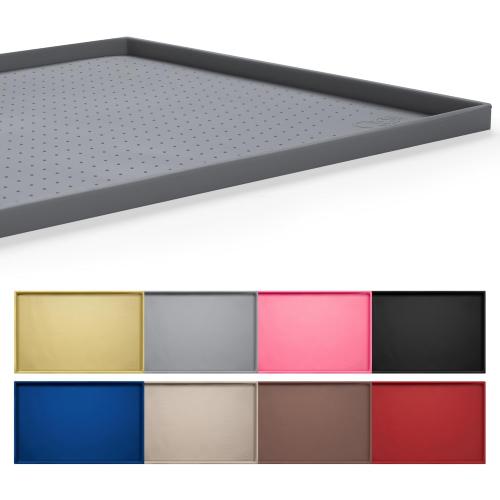 Hubulk Dog Feeding Mat,100% Waterproof Food Grade Silicone Pet Food and Water Bowl Placemat,Dishwasher, High Raised Edge to Prevent Spills,Nonslip Tray to Stop Messes on Floor (24x16x0.5, Grey)
