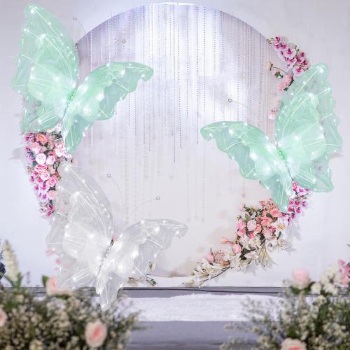 Yinkin 2 Pcs 20'' Christmas Large 3D LED Butterfly Decorations Green White