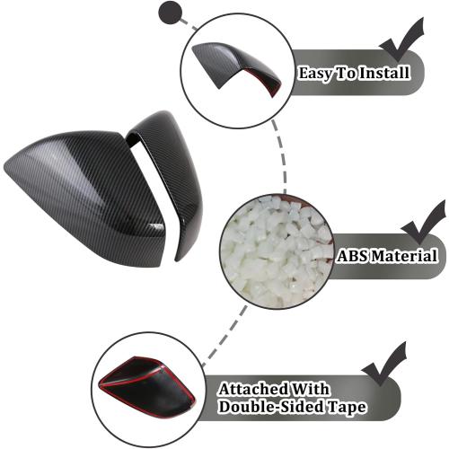 Side View Mirror Covers for Tesla Model X 2016-2021 ABS Carbon