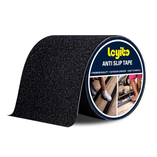 Anti Slip Tape, 6 Inch x 16 Ft Grip Tape for Stairs Outdoor/Indoor, Waterproof Non Skid Roll for Stair Treads Non Slip, High Traction Friction Abrasive Adhesive Stair Steps - Black