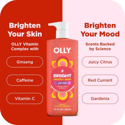 OLLY Body Wash Mixed Pack 4 Count, Calm, Renew, Bright, Revive