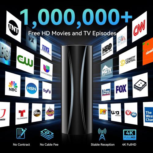 3600  Miles TV Antenna Indoor, 360° Reception Digital Antenna for Smart TV and Old TVs, HD Antenna for Local Channels with Amplifier Signal Booster Support 4K 8K 1080p -38ft Thick Coaxial Cable
