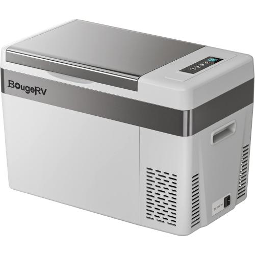 BougeRV 12 Volt Refrigerator With Cover 12V Car Fridge 30 Quart Portable Freezer Compressor Cooler Compressor Freezer, 12/24V DC 110~240V AC, -8℉~50℉ for Truck RV SUV