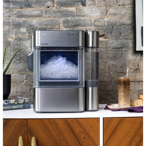 GE Appliances Opal 2.0 Ultra Nugget Ice Maker with Side Tank and Scale Inhibiting Filter Stainless Steel