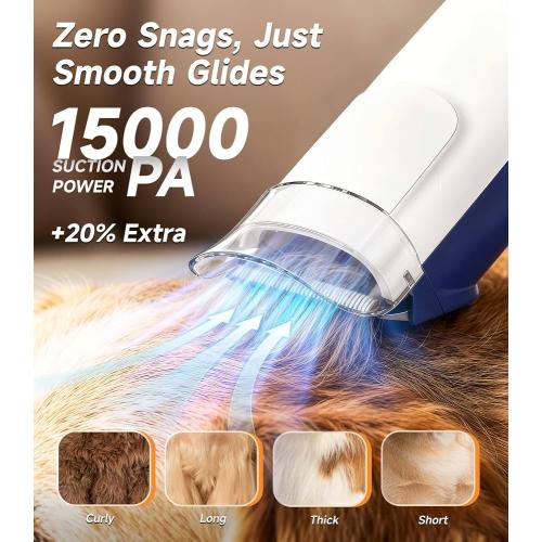 Buenkee Dog Grooming Vacuum Kit, 15000Pa Clipper, Shedding Brush, 2L, White