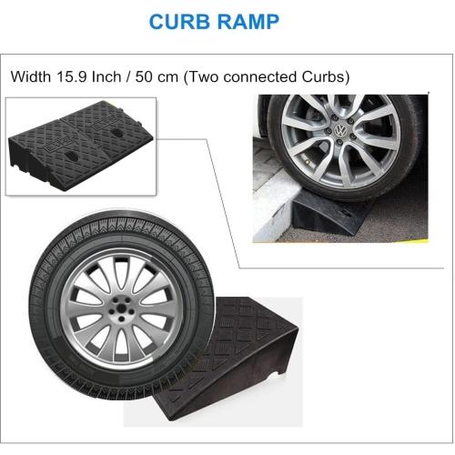 2Pack Curb Ramp Black Color, Portable Lightweight Heavy Duty Plastic Driveway Curb Ramps for Low Cars, Motorcycle Ramp,Curb Ramps (5.12 H 19 L Two Curb ramps Connected)