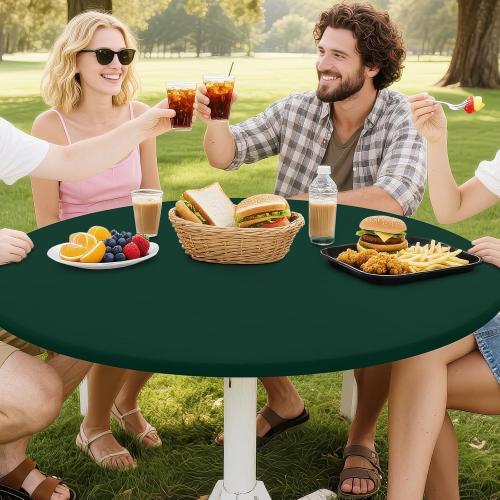 Smiry Round Spandex Tablecloth, Fitted Table Cover for 45-56 Tables
