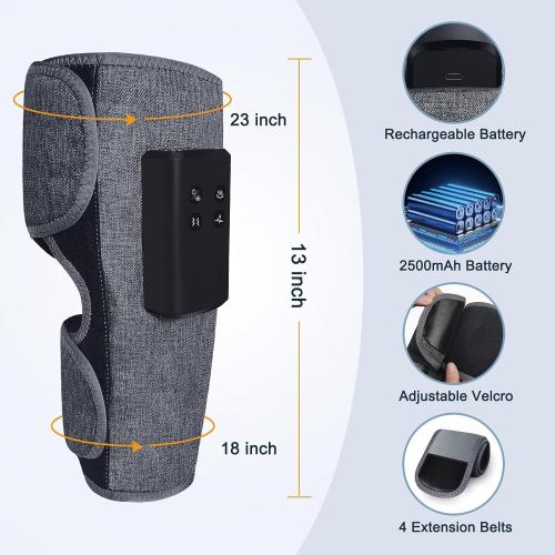 Air Compression Leg Massagers for Circulation and Pain Relief with Heat, Cordless Wearable Thigh or Calf Leg Massagers, 4 Modes 3 Intensities Relax for Home Office Gym, Gift for Men Women (Pair)