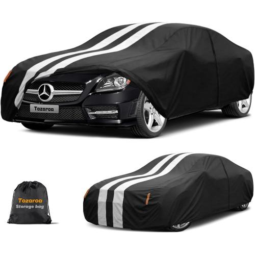 Multi-Layer Car Cover Custom Fit for Mercedes Benz SLK/SLC Class 200/230/280/300/350/(1996-2026), 100% Waterproof, Gift with Towel, Heavy Duty Car Covers for Rain Sun UV Protection with Door Zipper