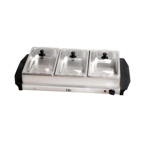 Size 2.5 Qt. Stainless Steel Buffet Server with 3-Crocks