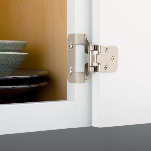 Franklin Brass (10-Pack) Self-Closing Cabinet Hinges 1/2' Semi-Wrap Overlay for Cabinet Doors Kitchen/Cabinets/Cupboards/Furniture, Satin Nickel H01915K-SN-B