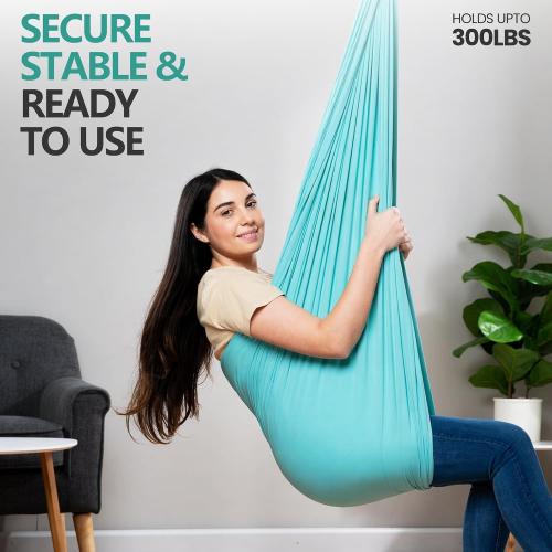 COLOR LIGHT BLUE ❗❗Sensory Swing for Kids & Adults - Holds 300lbs, Indoor Outdoor Sensory Swing for Hug Like Calming Effect
