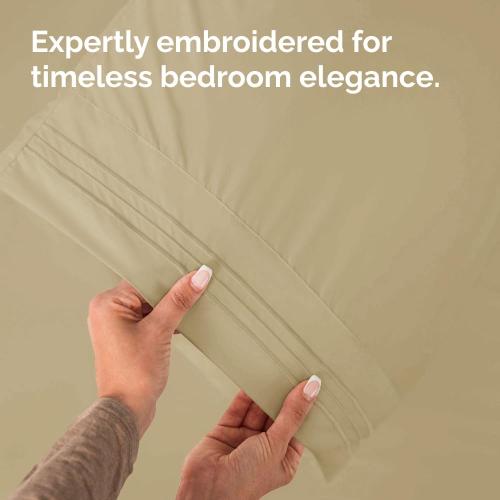 Standard Pillow Cases Set of 2 - Ultra Soft Cozy Pillowcase Covers - Beige