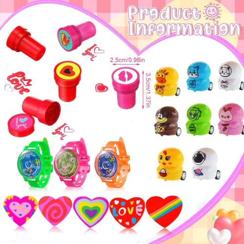 Mctuoba 130 Pack Valentines Day Party Favors for Kids, Treasure Box Toys for Classroom Prizes, Pinata Filler Goodie Bag Stuffers, Treasure Chest Carnival Gift Bulk Toys