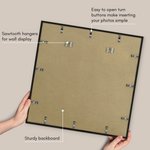 Americanflat 24x24 Picture Frame with Polished Plexiglass - Use as 11x14 Frame with Mat or 24x24 Frame Without Mat - Streamline Collection - Black