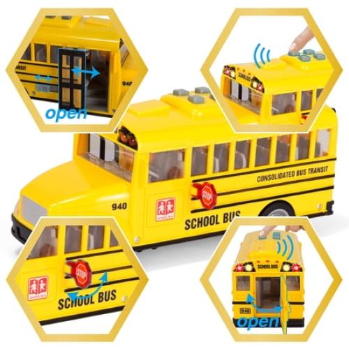 JOYIN 4 Pcs 7 Long Vehicle Toy Set, Toddlers Cars with Lights and Siren Sound,Birthday Party Gifts Toys for Boys 3-5