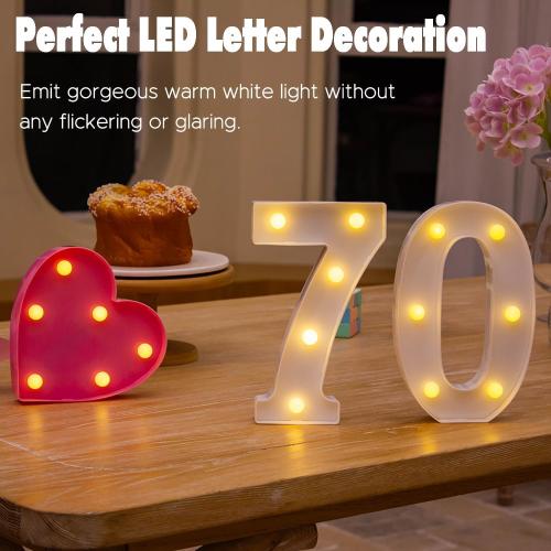 Led Light Up Numbers, 70th Birthday Decorations, Marquee Numbers Lights, Battery Powered Light Up Sign for 70 Decor Party (White)