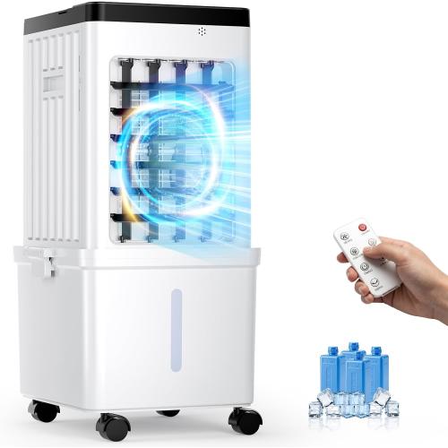 Evaporative Air Cooler, Portable Swamp Cooler for Home with 4 Wind Modes | 3.5-Gallon Water Tank, 3 Speeds, 120° Swing & 45 dB Low Noise Cooling with 4 Ice Packs for Bedroom, Office & Indoor Use