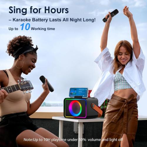 Karaoke Machine for Kids Adults,Bluetooth Speaker 2 Wireless Microphones