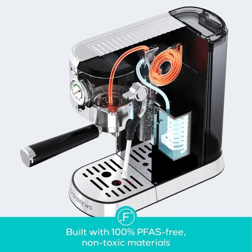 CASABREWS PFAS-Free Espresso Machine with Milk Frother Steam Wand